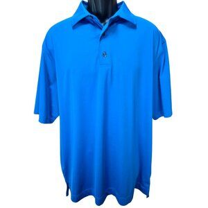 FOOTJOY FJ Men's Blue Solid Lisle Polo Golf Shirt Large